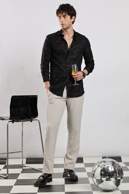 Glitter Print Shirt Black