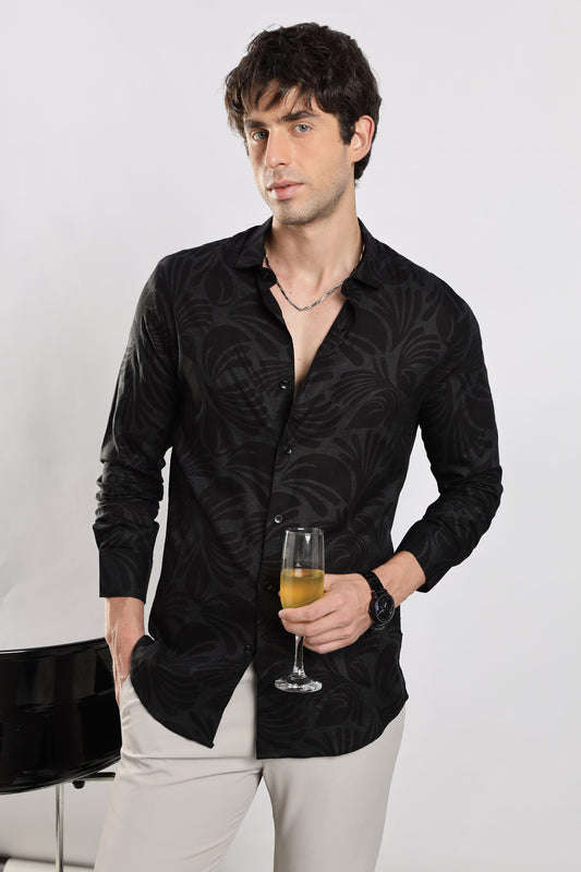 Glitter Print Shirt Black