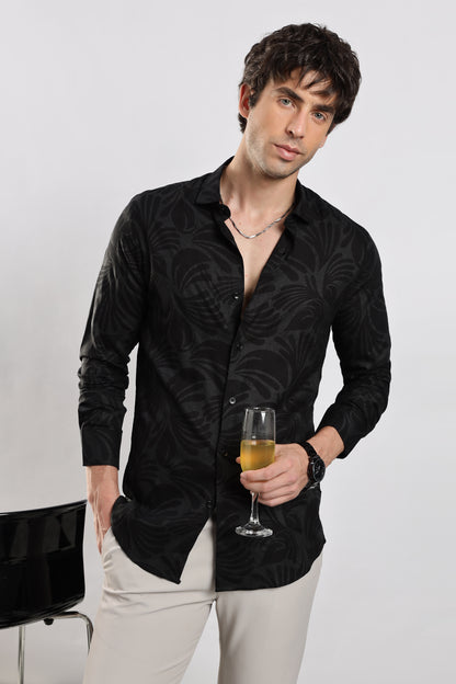 Glitter Print Shirt Black