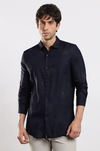 Glitter Print Shirt Navy