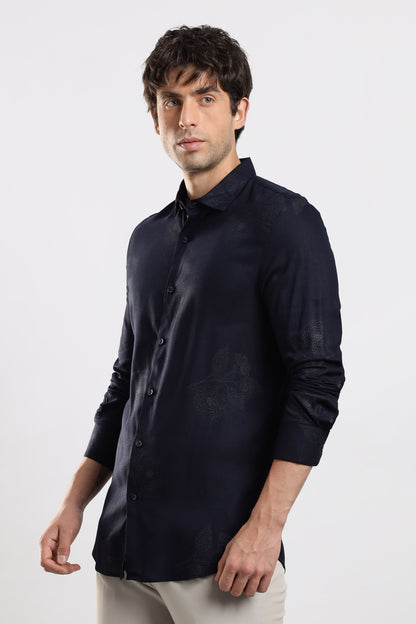 Glitter Print Shirt Navy