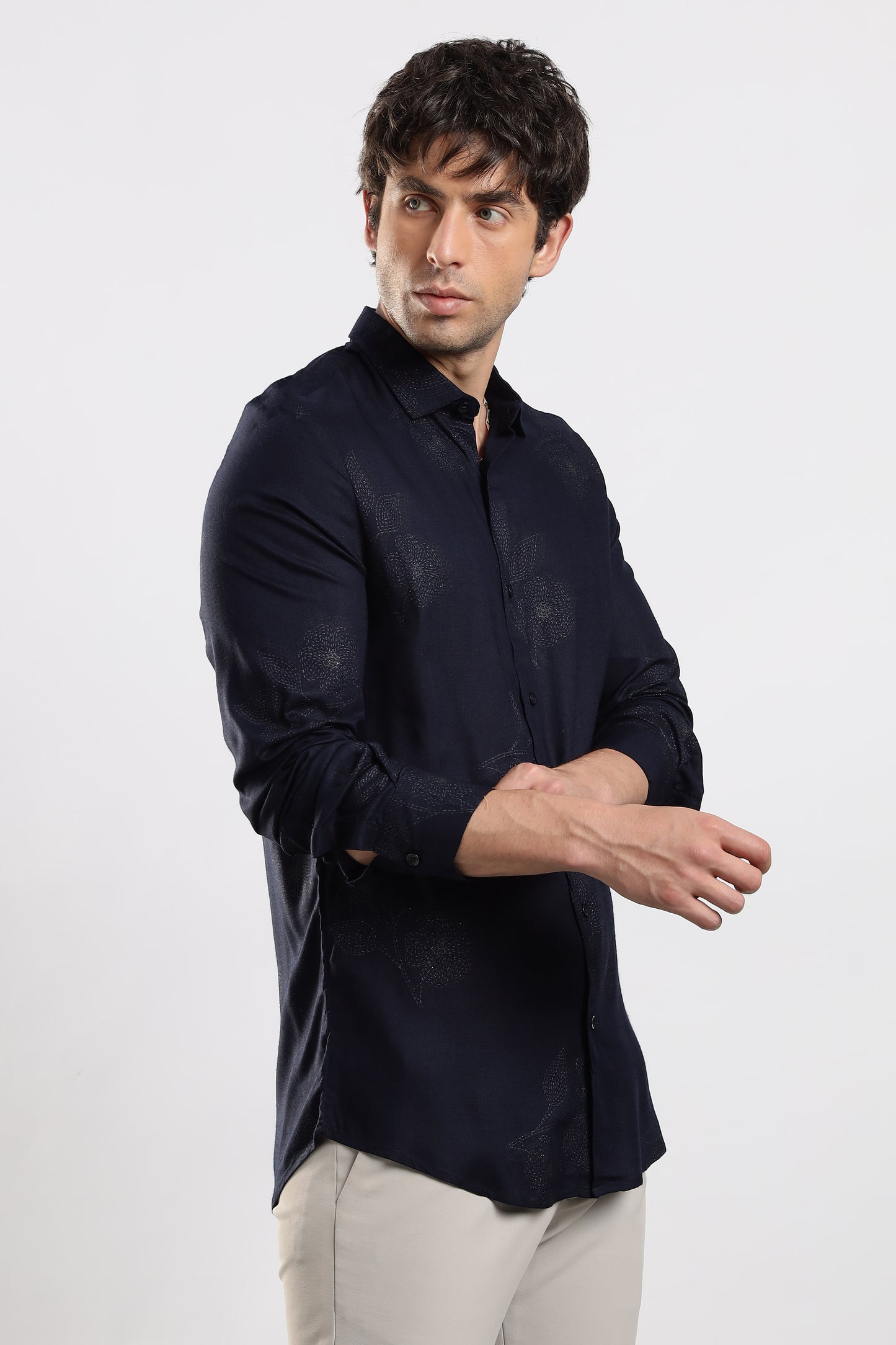 Glitter Print Shirt Navy