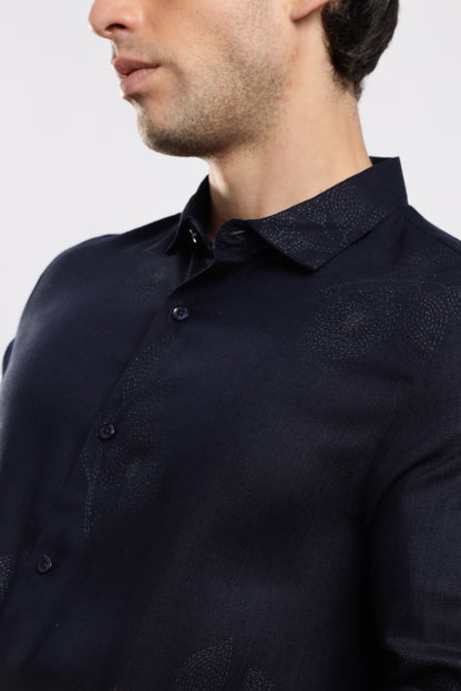 Glitter Print Shirt Navy