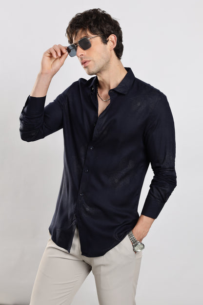 Glitter Print Shirt Navy