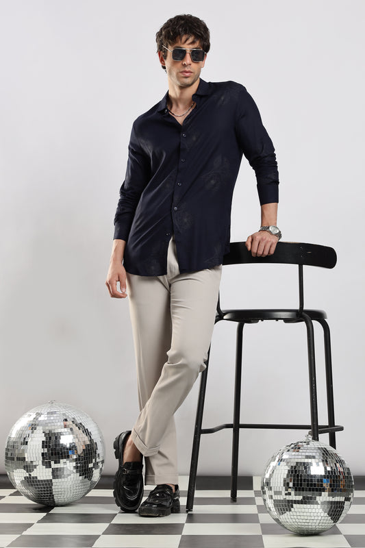 Glitter Print Shirt Navy