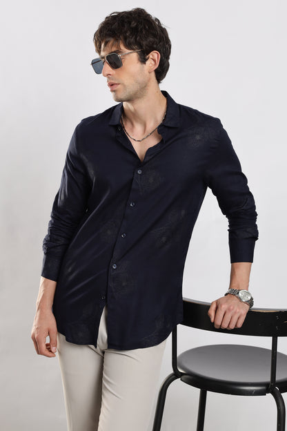 Glitter Print Shirt Navy