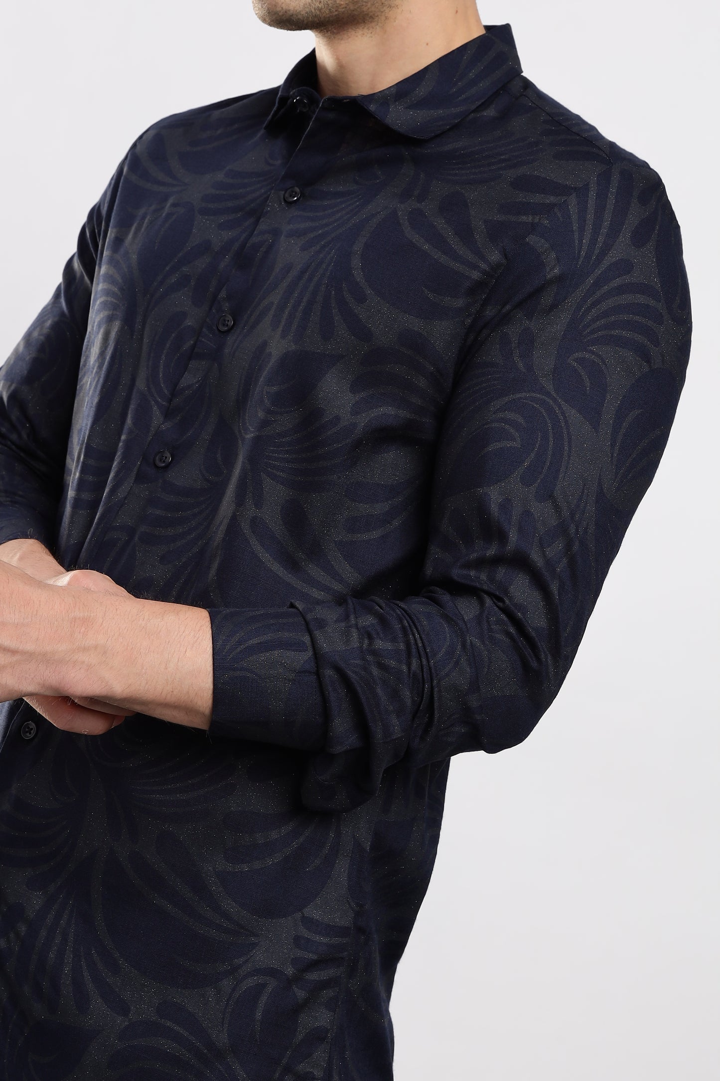 Glitter Print Shirt Navy 1