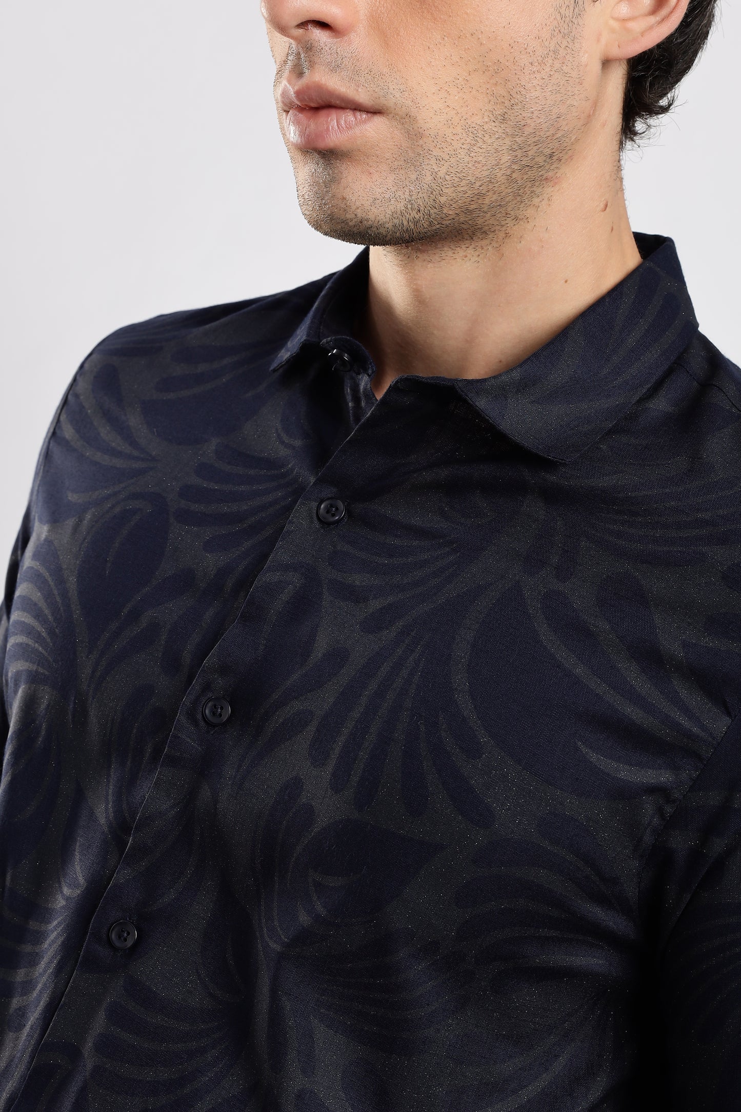 Glitter Print Shirt Navy 1
