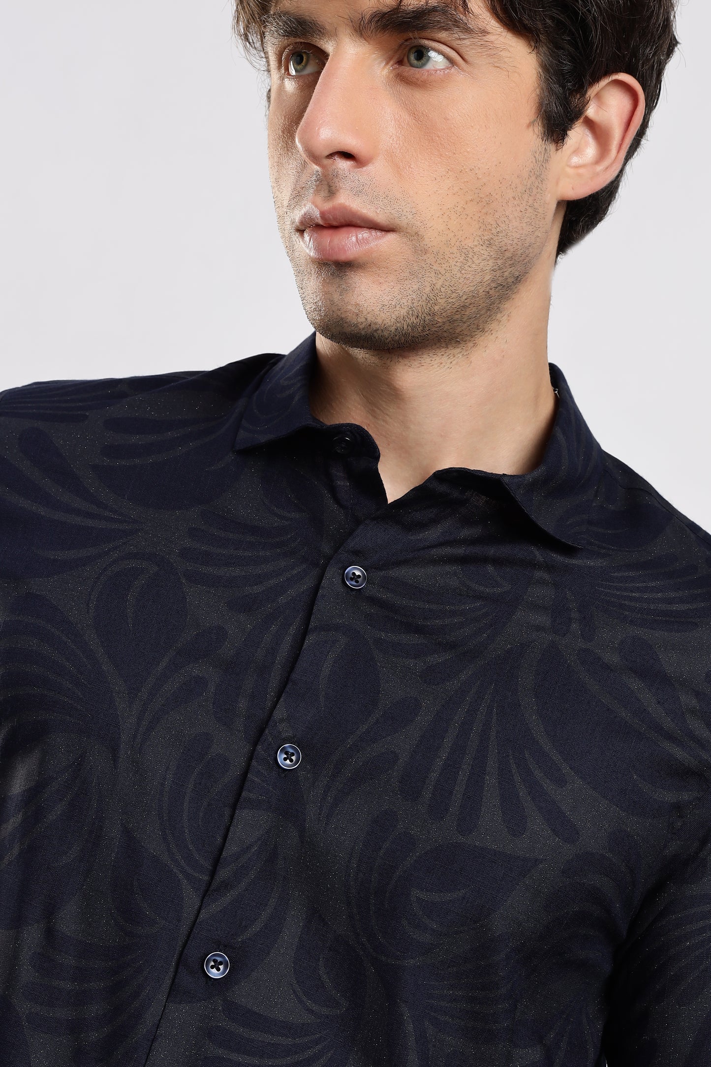 Glitter Print Shirt Navy 1