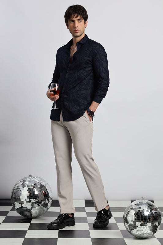 Glitter Print Shirt Navy