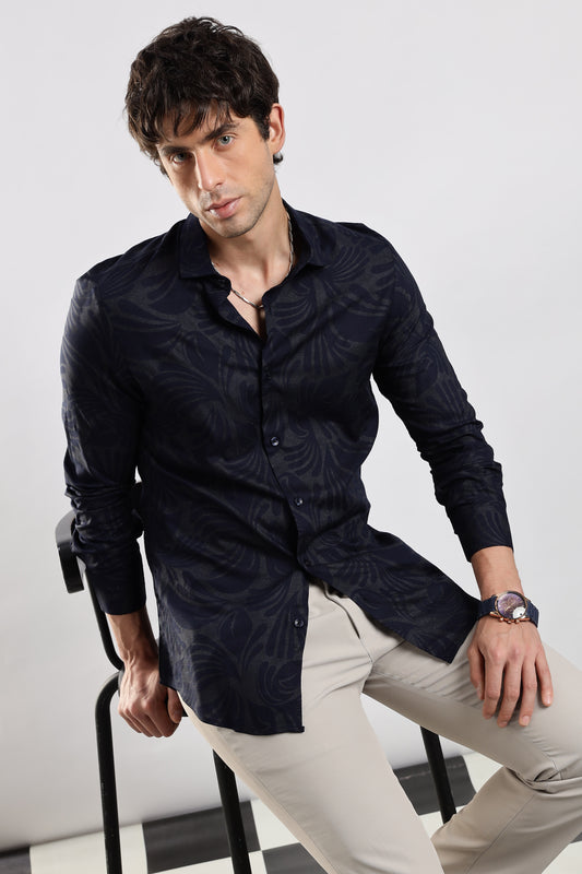 Glitter Print Shirt Navy 1
