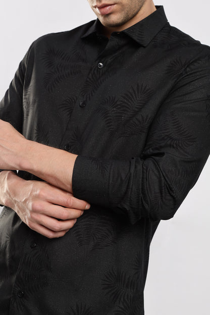 Glitter Print Shirt Black