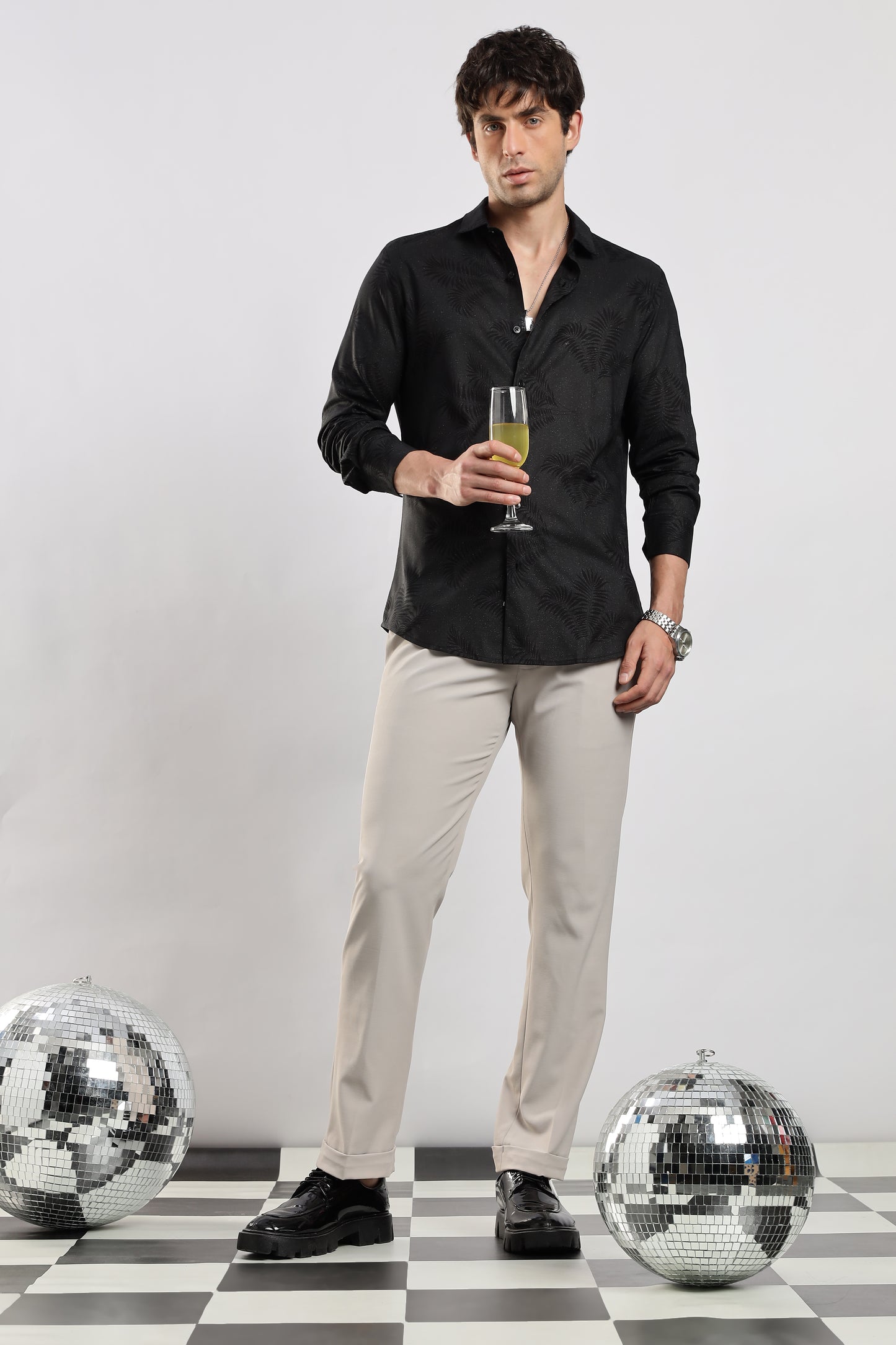 Glitter Print Shirt Black 2