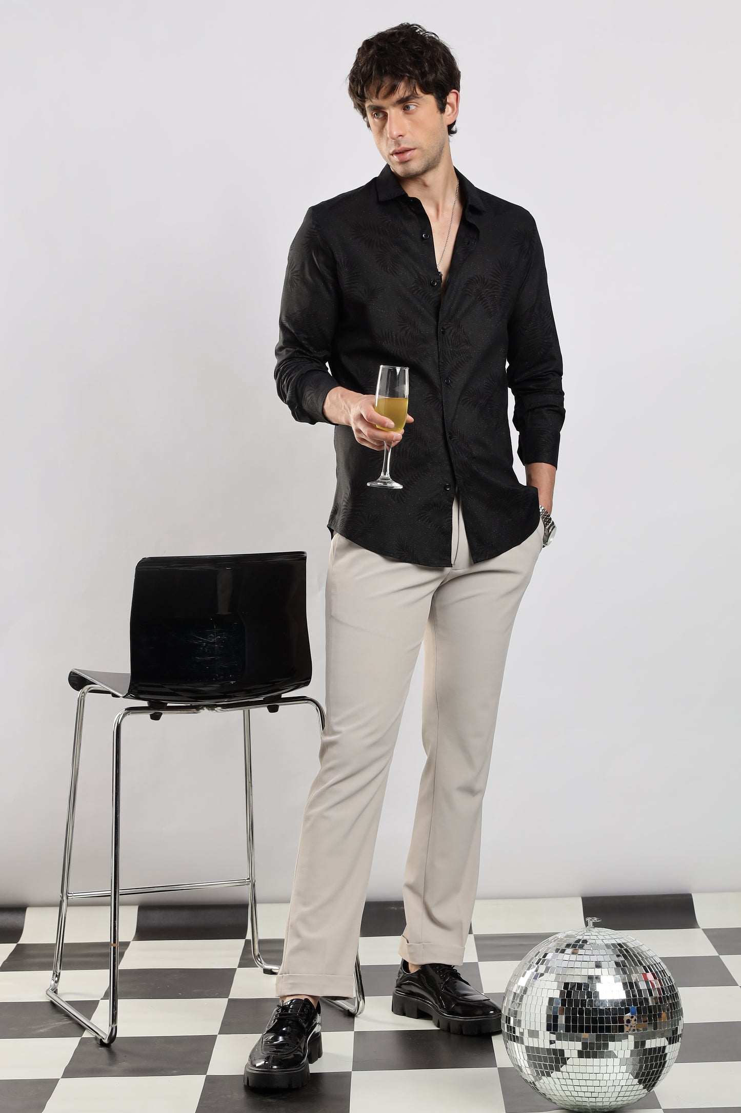 Glitter Print Shirt Black 2