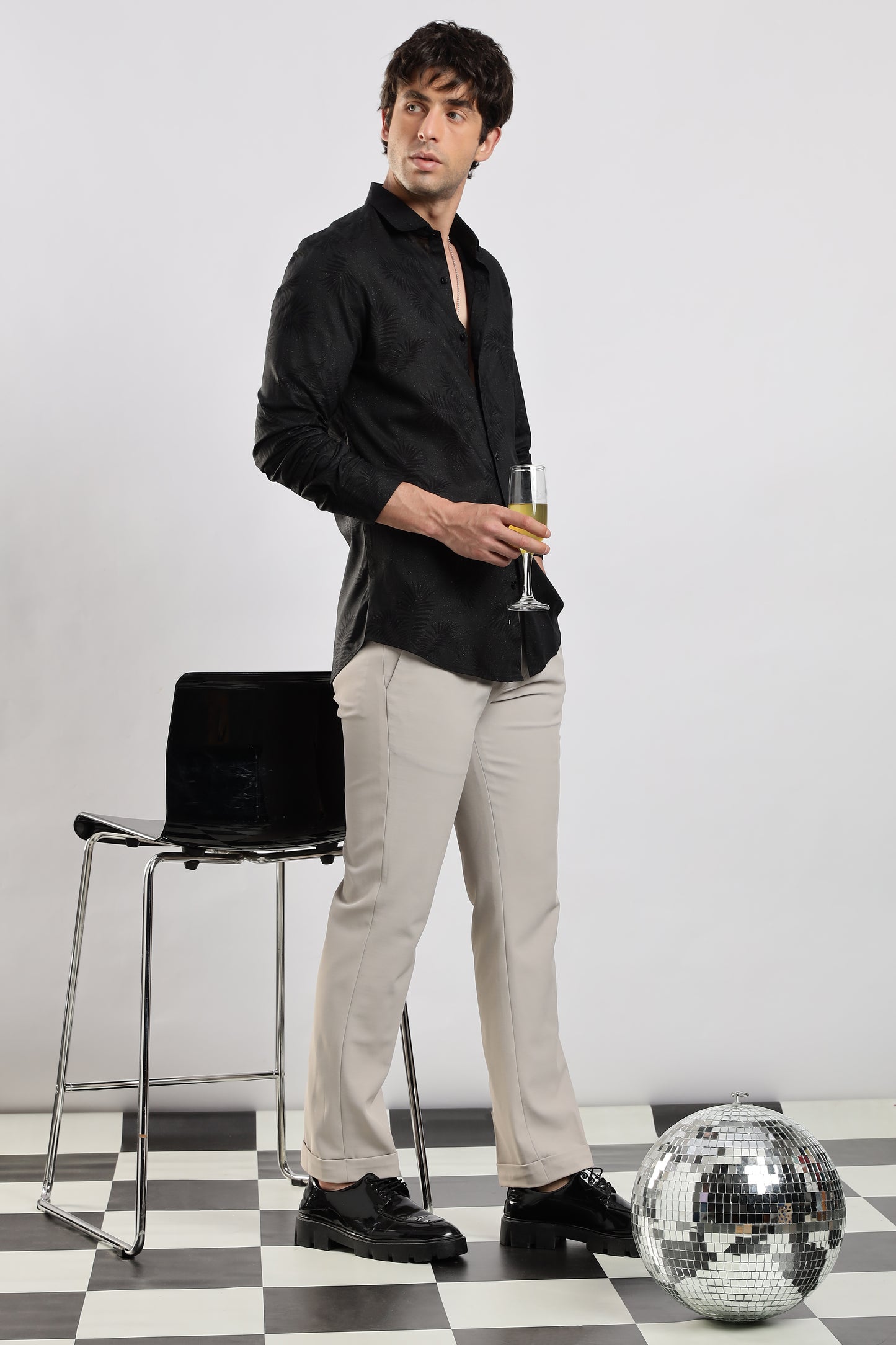 Glitter Print Shirt Black 2