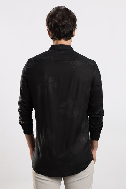 Glitter Print Shirt Black