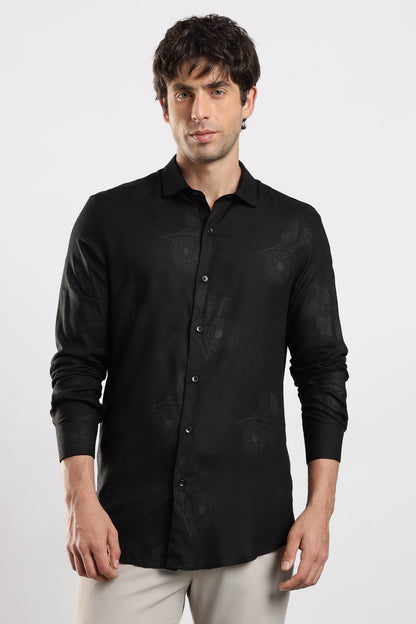Glitter Print Shirt Black