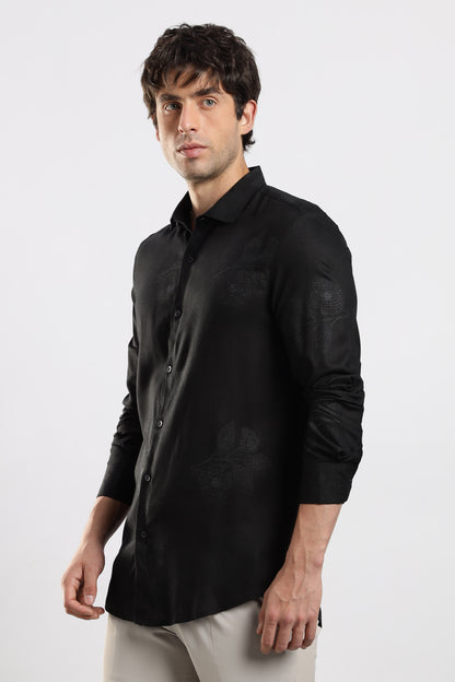 Glitter Print Shirt Black