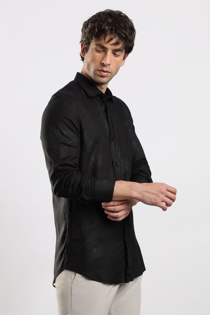 Glitter Print Shirt Black