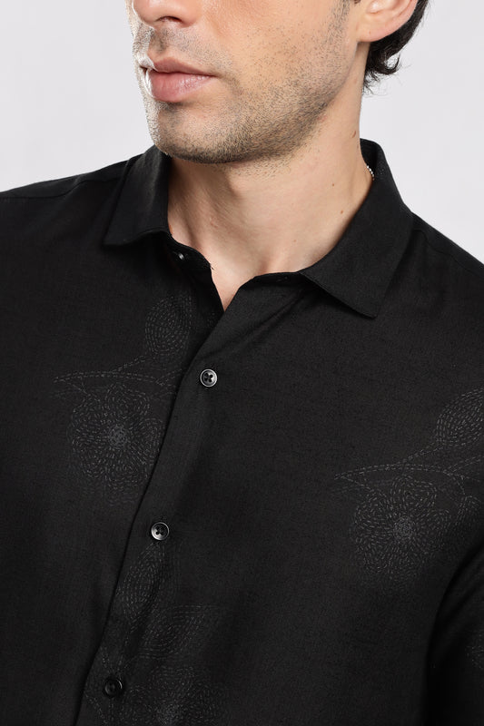 Glitter Print Shirt Black