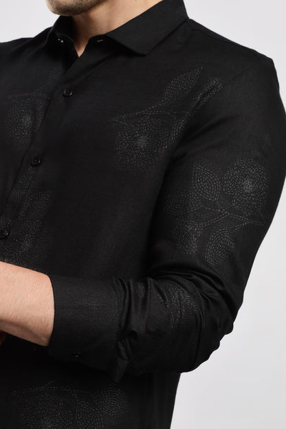 Glitter Print Shirt Black