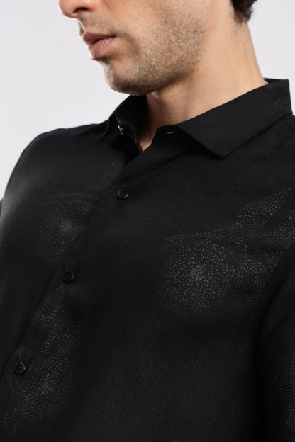 Glitter Print Shirt Black