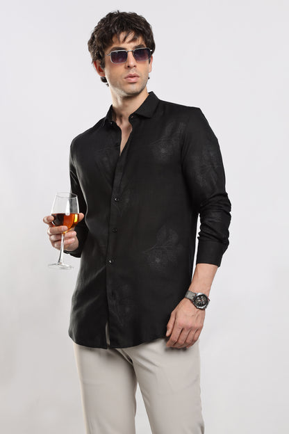 Glitter Print Shirt Black