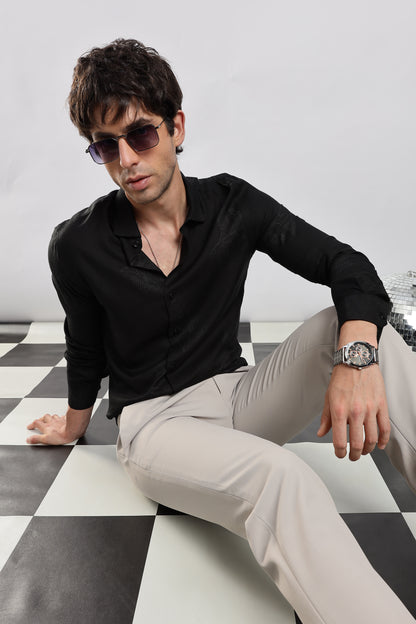 Glitter Print Shirt Black