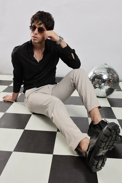 Glitter Print Shirt Black