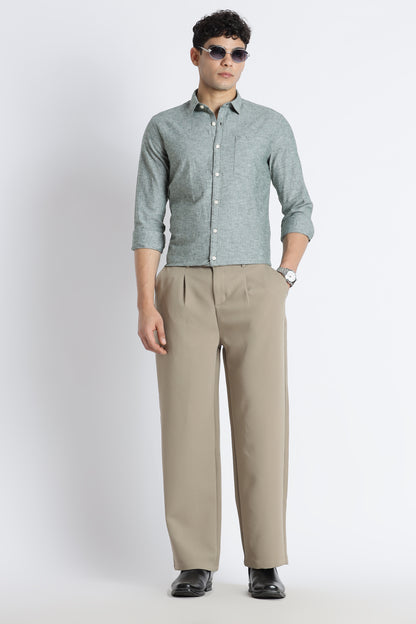 Linen Solid Casual Shirt Green