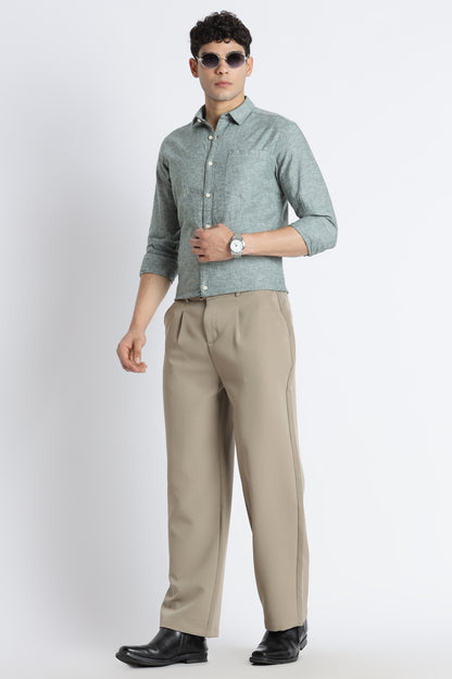 Linen Solid Casual Shirt Green