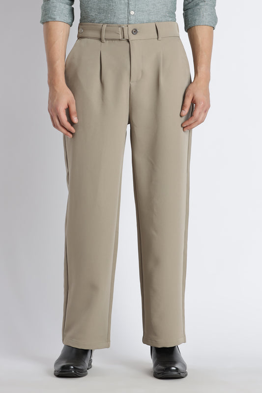 Loose Fit Trousers with Adjustable Waist Olive