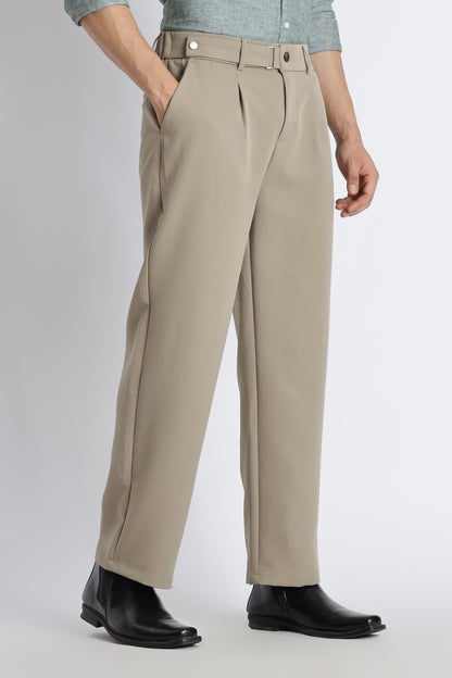 Loose Fit Trousers with Adjustable Waist Olive