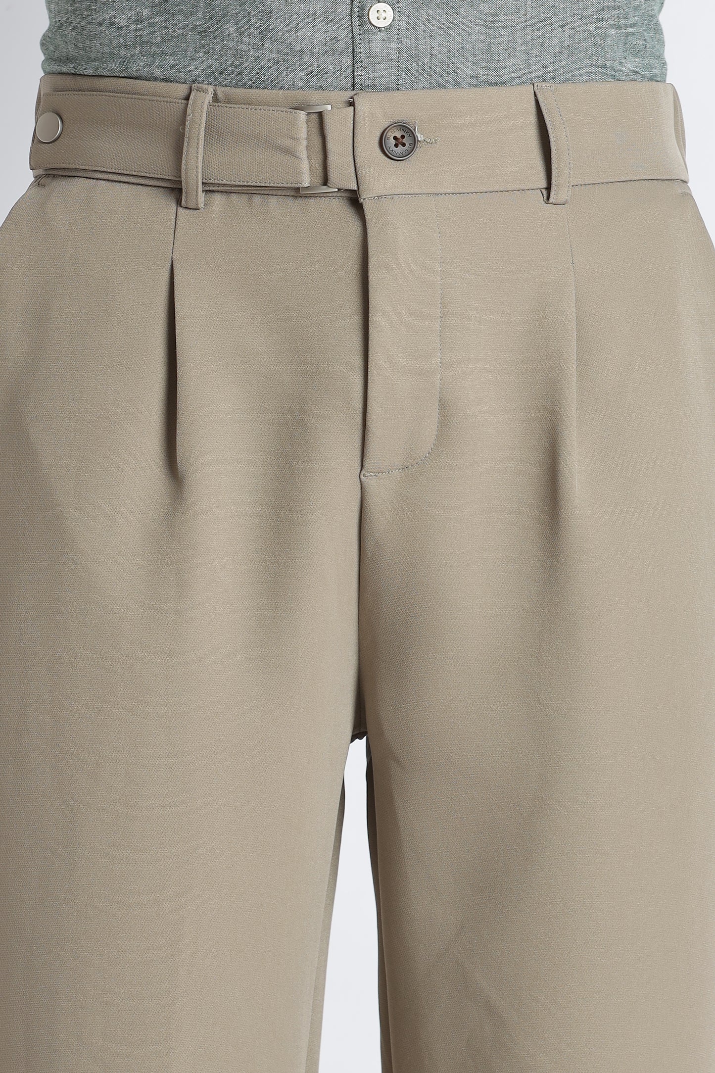 Loose Fit Trousers with Adjustable Waist Olive