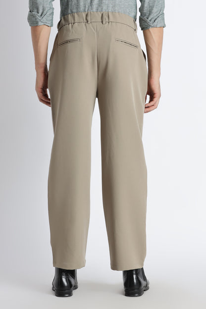 Loose Fit Trousers with Adjustable Waist Olive