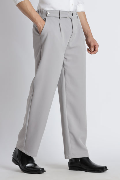 Loose Fit Trousers with Adjustable Waist Grey