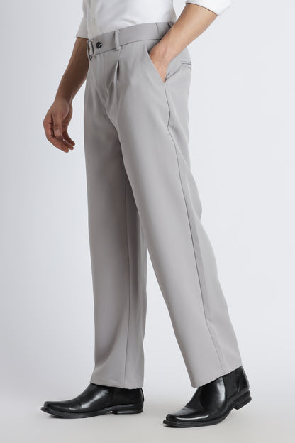 Loose Fit Trousers with Adjustable Waist Grey