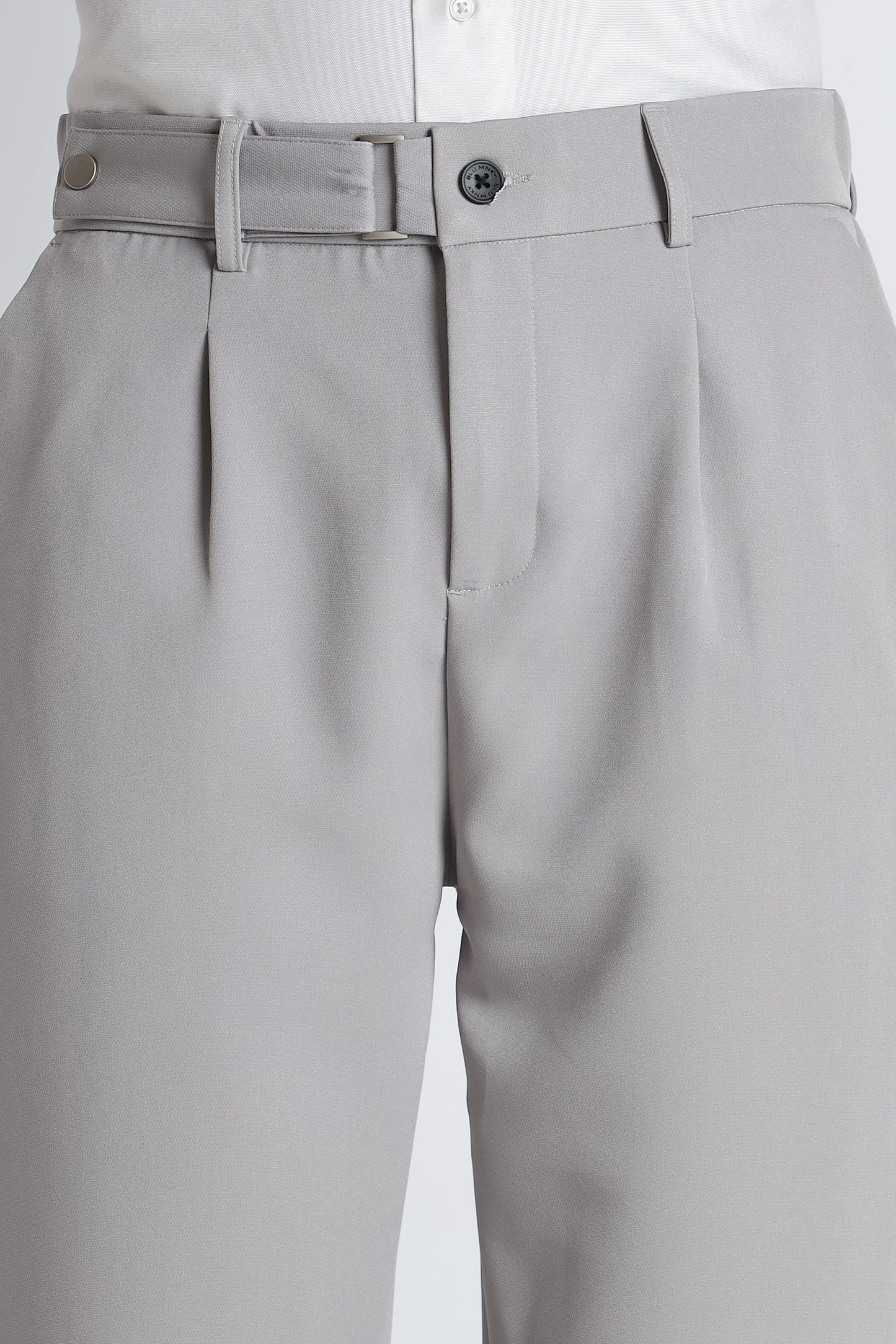 Loose Fit Trousers with Adjustable Waist Grey