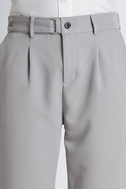 Loose Fit Trousers with Adjustable Waist Grey