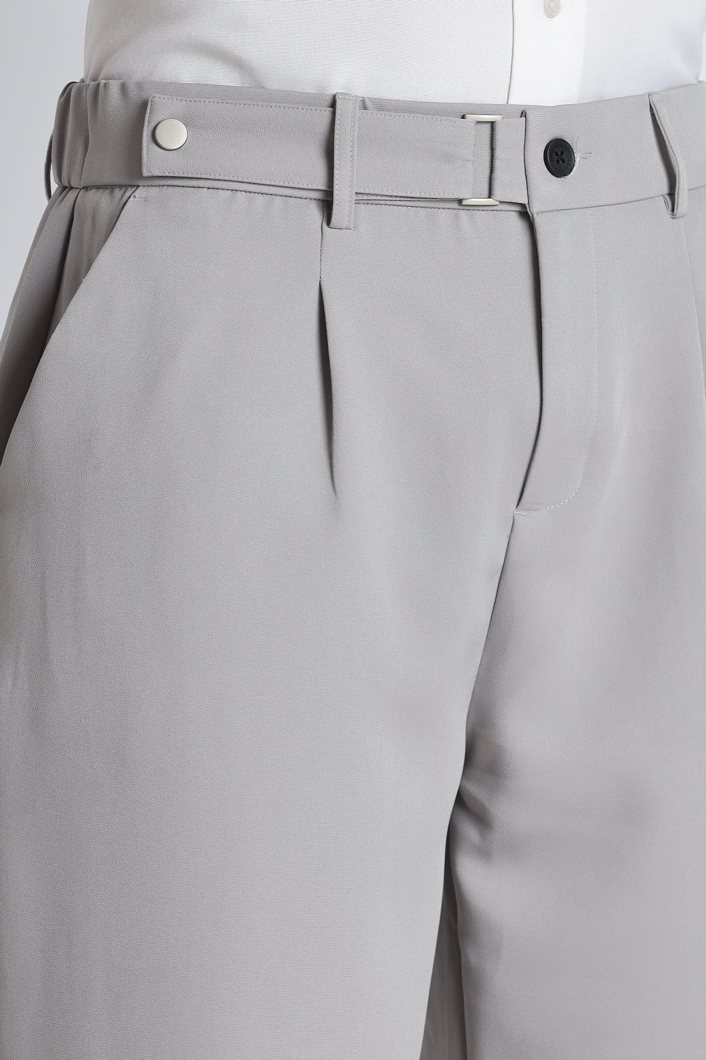 Loose Fit Trousers with Adjustable Waist Grey