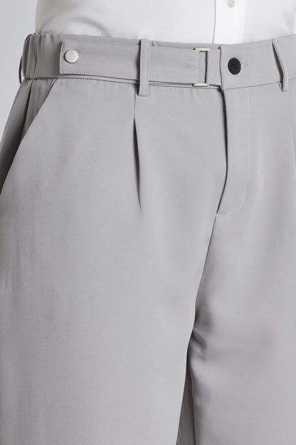 Loose Fit Trousers with Adjustable Waist Grey