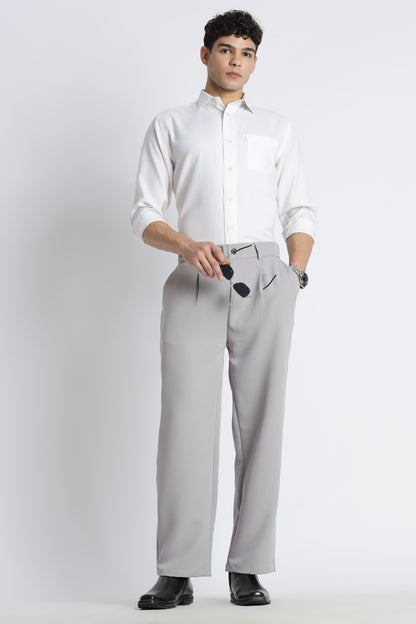 Loose Fit Trousers with Adjustable Waist Grey