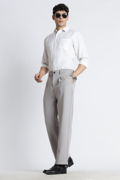 Loose Fit Trousers with Adjustable Waist Grey