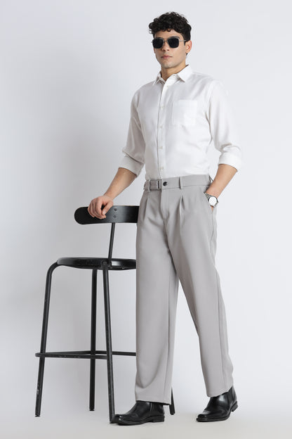 Loose Fit Trousers with Adjustable Waist Grey
