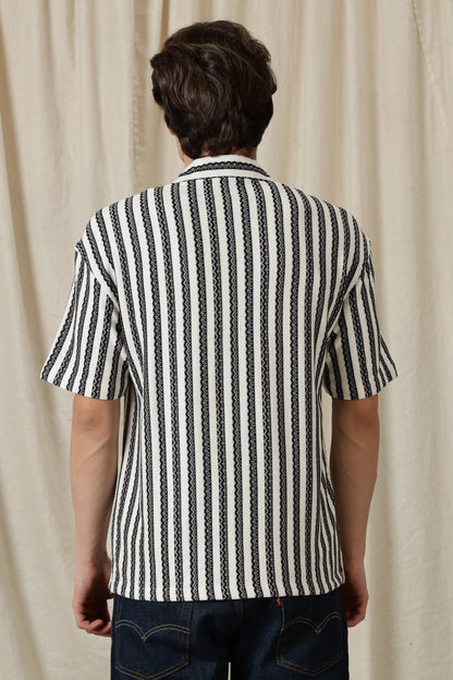 Loose Fit Textured Casual Shirt Black