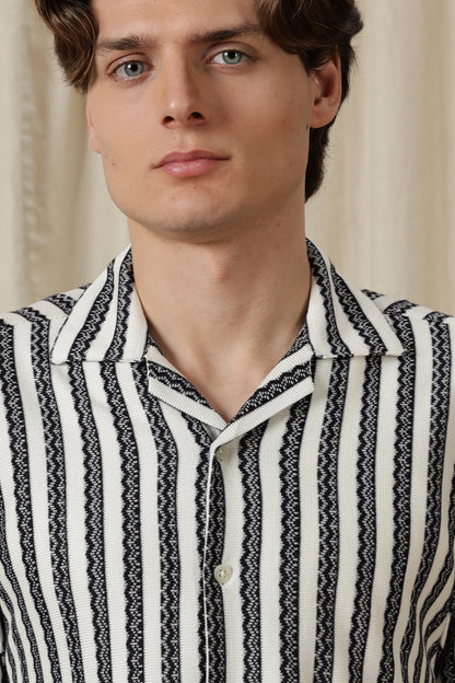 Loose Fit Textured Casual Shirt Black