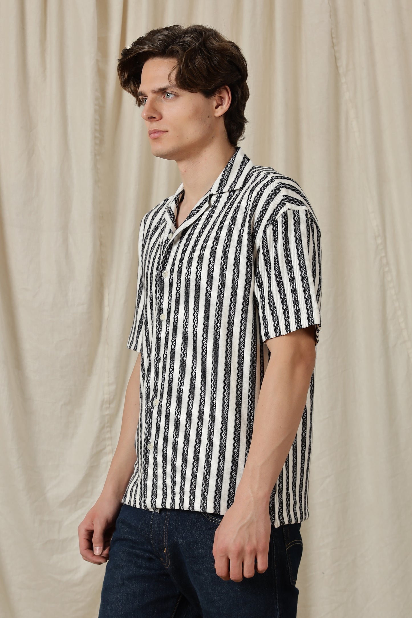 Loose Fit Textured Casual Shirt Black