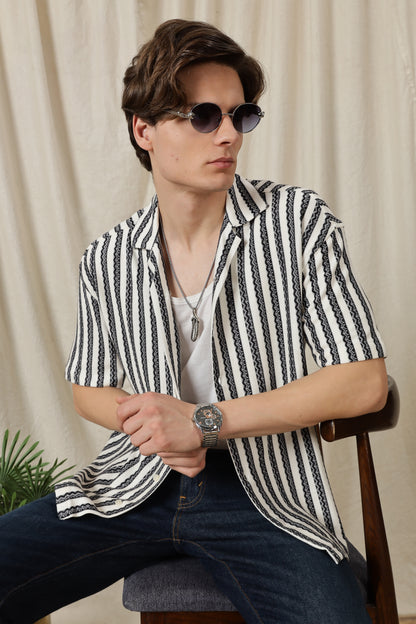 Loose Fit Textured Casual Shirt Black