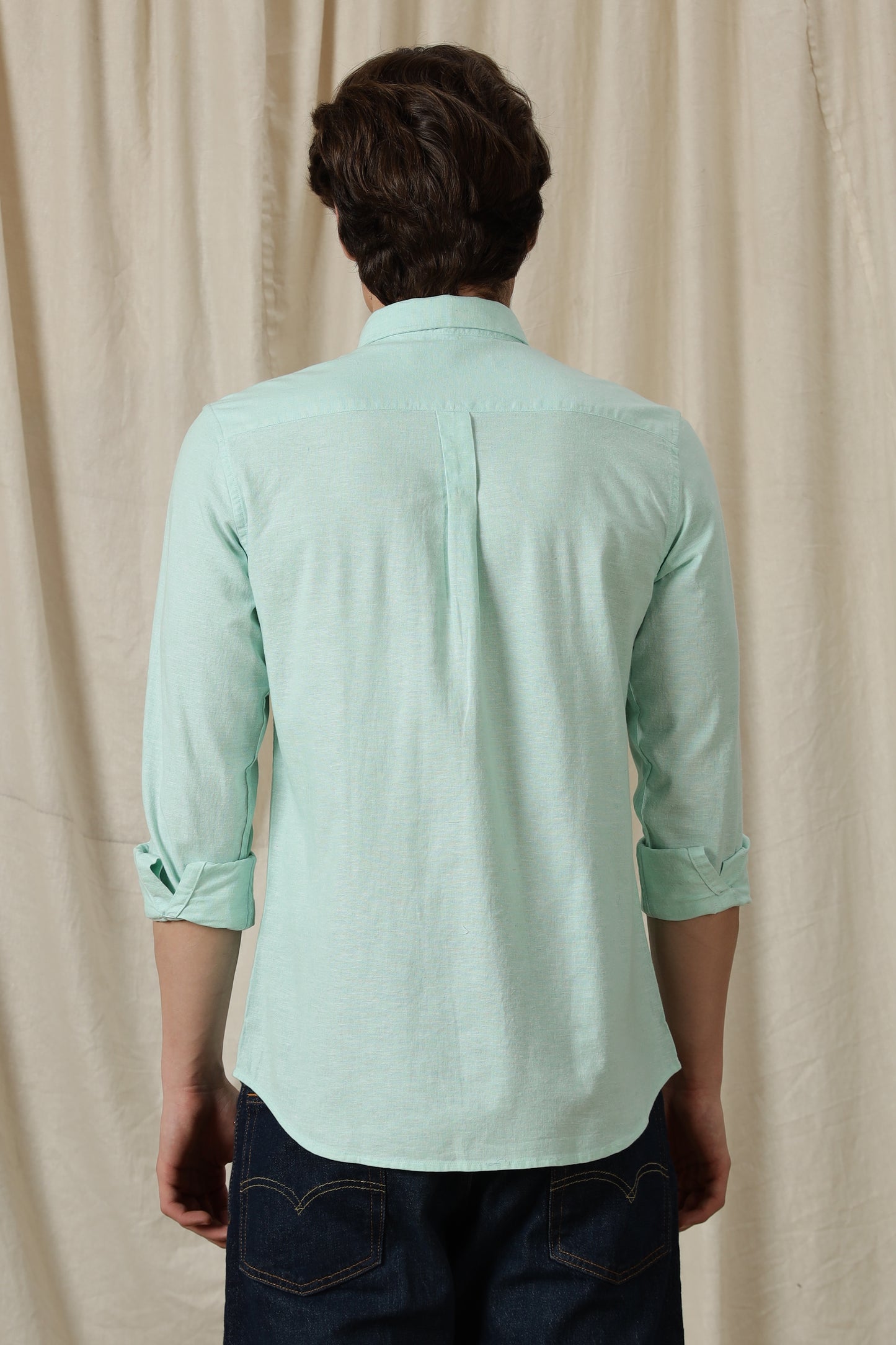 Linen Solid Casual Shirt Lt Green