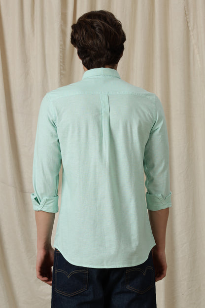 Linen Solid Casual Shirt Lt Green